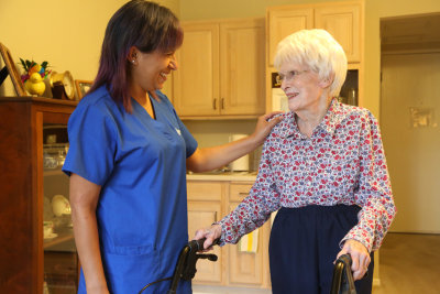 caregiver and a senior woman